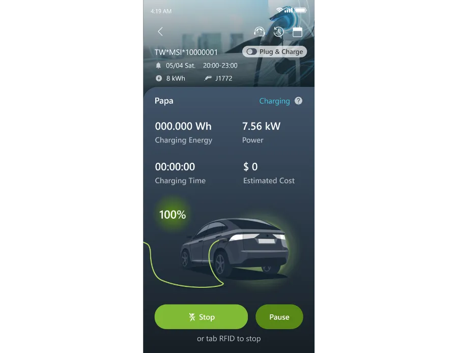 aConnect charging screen